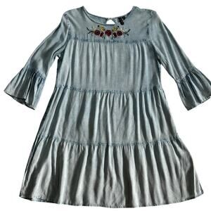 D&KADE Blue Jean Dress Baby Doll Boho Medium M Flowy Tunic Top